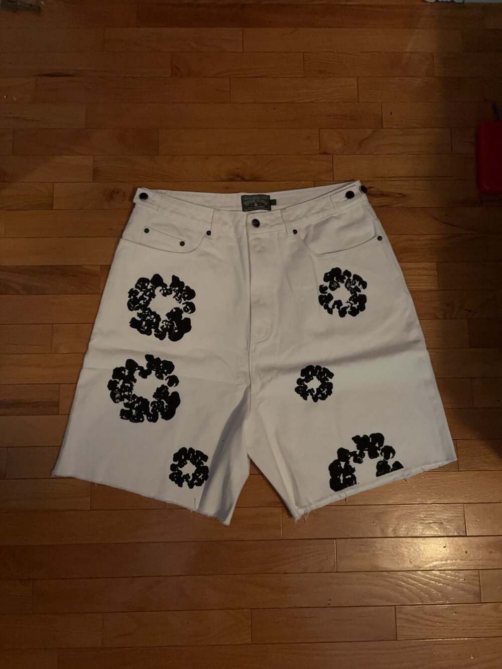 Denim Tears The Cotton Wreath Jean Shorts White